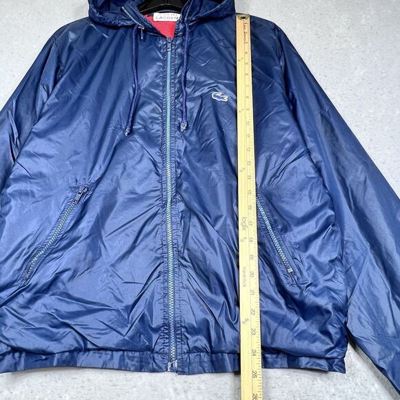Vintage Izod Lacoste Windbreaker Mens Size Large Blue Full Zip Jacket Hooded - Picture 7 of 13